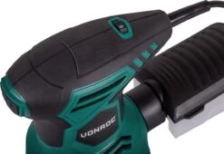 VONROC Excentrische Schuurmachine – 300W - Ø125mm – Met Stofopvangbox & 12 Stuks Schuurpapier -Makita Winkel 1200x827