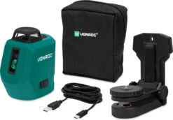 VONROC Kruislijnlaser - 360° - Groen - 4V Accu - 2600mah - Zelfnivellerend - ±40 Meter Bereik - Goede Zichtbaarheid Bij Fel Licht - Incl. Bevestigingsbeugel, USB-C Kabel & Opbergtas -Makita Winkel 1200x838 10