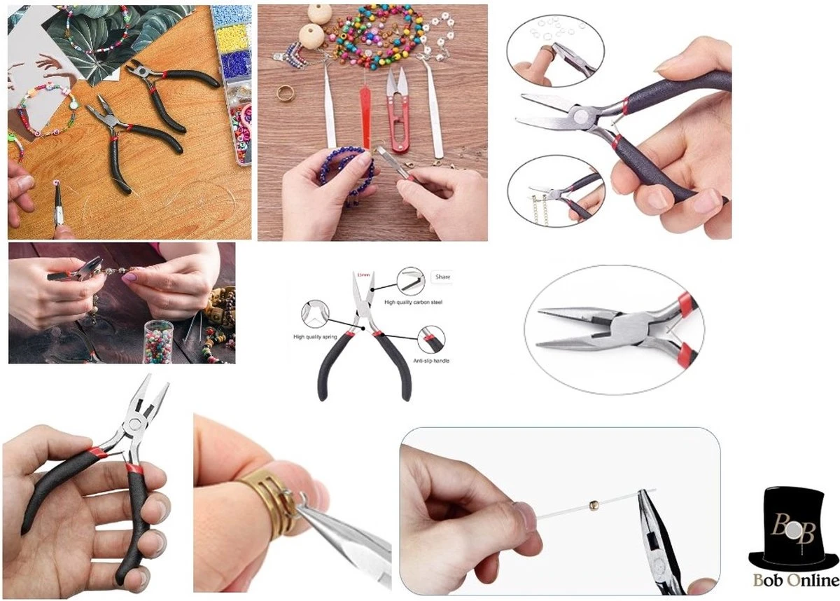 Bob Online ™ - 4 Stuks Setje – Sieraden Maken Tang Setje – 1 X Rondbektang + 1 X Kniptang + 1 X Platbektang + 1 X Messing Ring – Jewelry Making Pliers Set – 1 X Round Nosed Pliers + 1 X Side Cutters + 1 X Flat Nosed Pliers + 1 X Jump Ring Tool 5 Bob Online ™ - 4 Stuks Setje – Sieraden Maken Tang Setje – 1 X Rondbektang + 1 X Kniptang + 1 X Platbektang + 1 X Messing Ring – Jewelry Making Pliers Set – 1 X Round Nosed Pliers + 1 X Side Cutters + 1 X Flat Nosed Pliers + 1 X Jump Ring Tool - Afbeelding 3