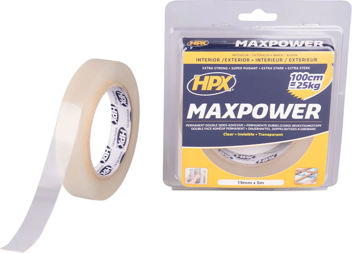 HPX Max Power Transparent Bevestigingstape - 19mm X 2m 4 HPX Max Power Transparent Bevestigingstape - 19mm X 2m - Afbeelding 2