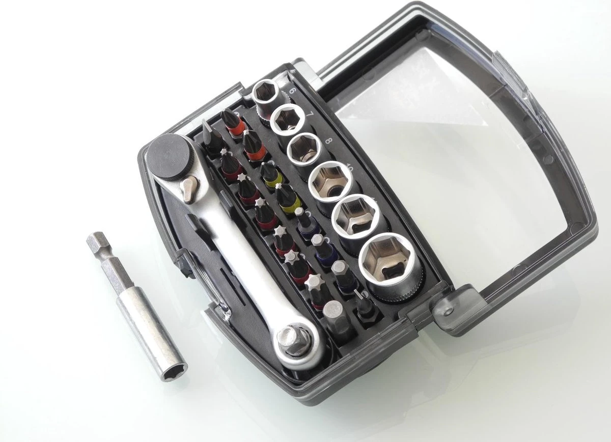 Benson Bit - Doppenset + Ratel 24 Delig Kleur Profi 3 Benson Bit - Doppenset + Ratel 24 Delig Kleur Profi