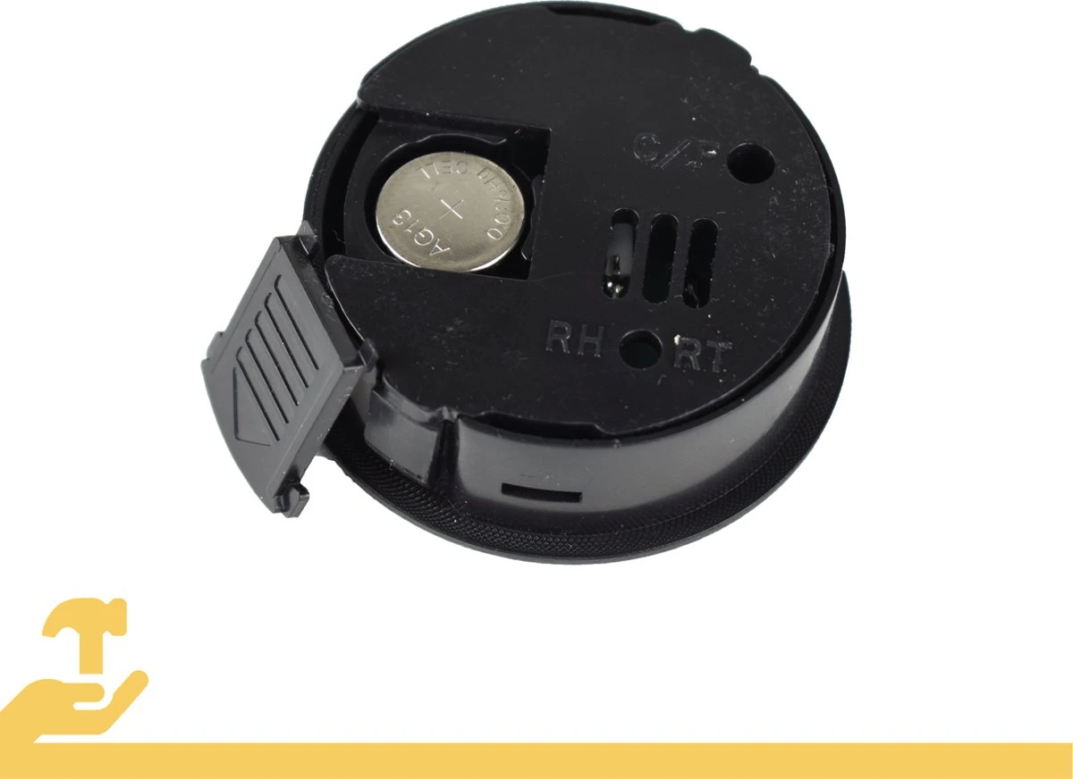 Tool Meister TM2 – Hygrometer & Thermometer - Binnen/Buiten/Koelkast – Digitaal -Zwart - Incl Batterijen 5 Tool Meister TM2 – Hygrometer & Thermometer - Binnen/Buiten/Koelkast – Digitaal -Zwart - Incl Batterijen - Afbeelding 3