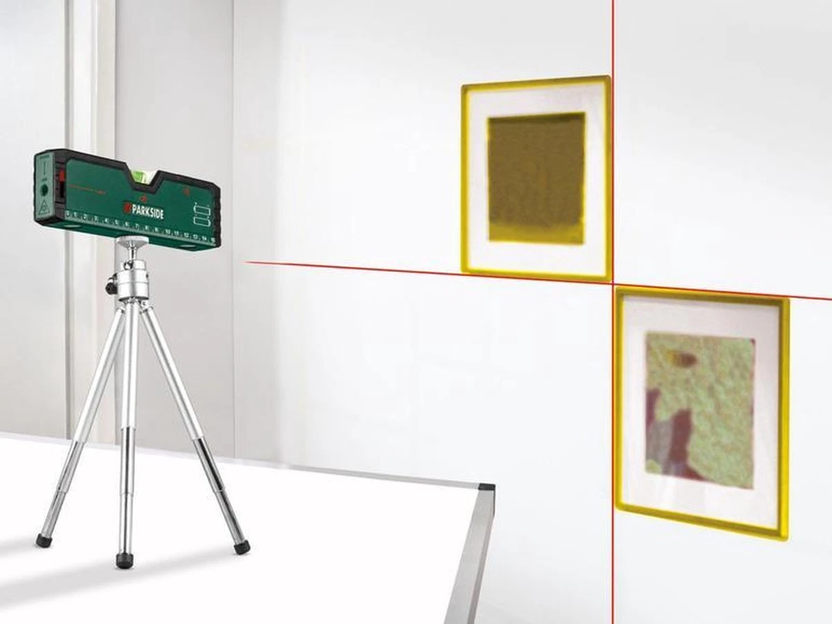 Parkside® - Laserwaterpas - Kruislijnlaser - Bouwlaser - Met Mini-statief - Pointerfunctie - LED Verlichting 6 Parkside® - Laserwaterpas - Kruislijnlaser - Bouwlaser - Met Mini-statief - Pointerfunctie - LED Verlichting - Afbeelding 4