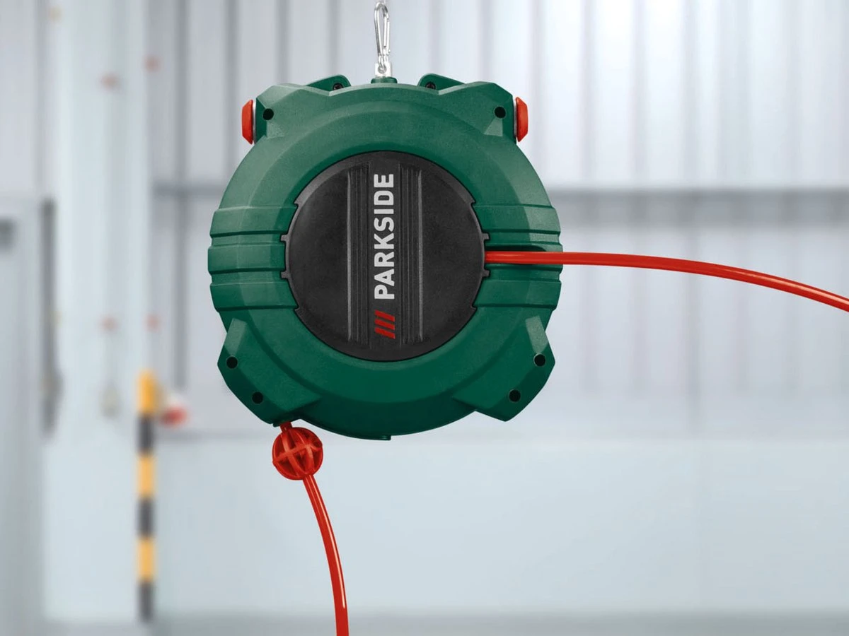 PARKSIDE Perslucht Slanghaspel - 10 M / Aansluitslang Compressor: 3 M - Met Automatisch Oprolsysteem - Werkdruk: Max. 10 Bar 5 PARKSIDE Perslucht Slanghaspel - 10 M / Aansluitslang Compressor: 3 M - Met Automatisch Oprolsysteem - Werkdruk: Max. 10 Bar - Afbeelding 3