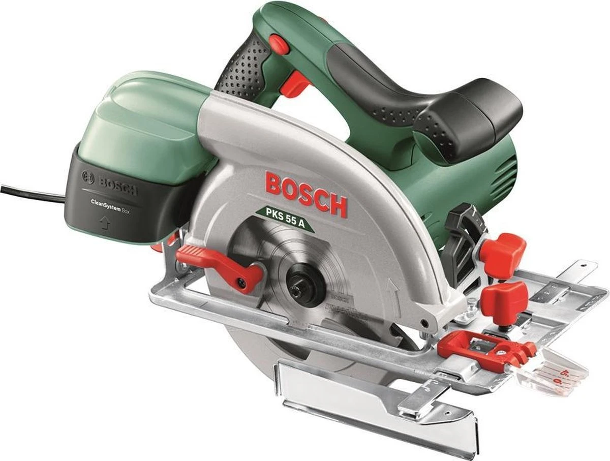 Bosch PKS 55 A Cirkelzaag – 1200 Watt - 55 Mm Zaagdiepte - Met 1 Cirkelzaagblad 4 Bosch PKS 55 A Cirkelzaag – 1200 Watt - 55 Mm Zaagdiepte - Met 1 Cirkelzaagblad - Afbeelding 2