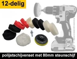 Polijstset Van Ø80 Mm 12 Delige Polijstschijven Set Met Velcro Steunschijf M10 Aansluiting Voor Polijstmachine En Boormachine Adapter Voor O.a. Auto En Koplampen -Makita Winkel 1200x911