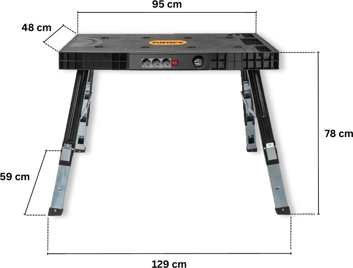 FUXTEC Werkbank - 5in1 - Universele Werkbank, Werkplatform, Steiger, Zaagbok, Transportrol En Werkplaatsrolbord In één - FX-WB 8 FUXTEC Werkbank - 5in1 - Universele Werkbank, Werkplatform, Steiger, Zaagbok, Transportrol En Werkplaatsrolbord In één - FX-WB - Afbeelding 6