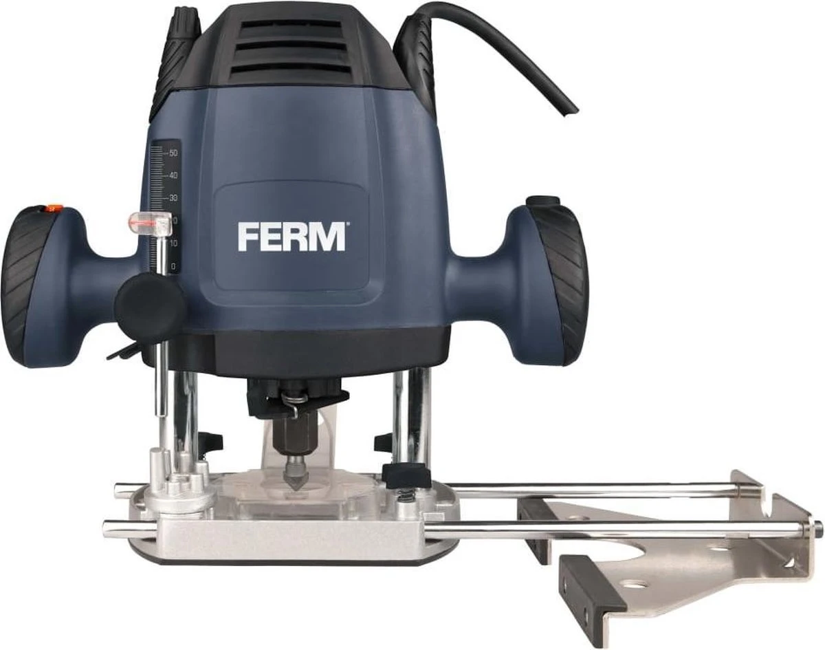 FERM Bovenfrees 1200W - 6, 8 Mm - Variabele Snelheid – Incl. 3-delige Frezenset, Kopieerring, Parallelgeleider En Passerpunt 11 FERM Bovenfrees 1200W - 6, 8 Mm - Variabele Snelheid – Incl. 3-delige Frezenset, Kopieerring, Parallelgeleider En Passerpunt - Afbeelding 9