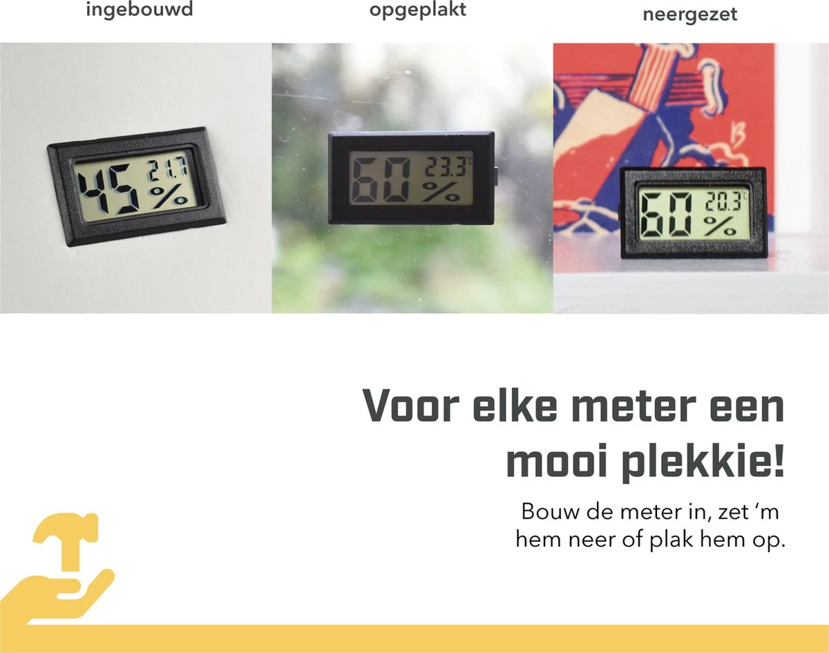Tool Meister TM1 – Hygrometer & Thermometer - Binnen/Buiten/Koelkast – Digitaal -Zwart - Incl Batterijen 9 Tool Meister TM1 – Hygrometer & Thermometer - Binnen/Buiten/Koelkast – Digitaal -Zwart - Incl Batterijen - Afbeelding 7