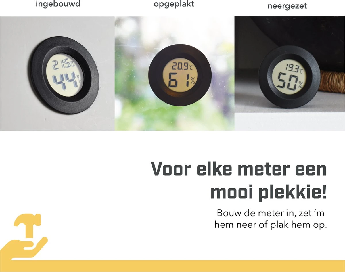 Tool Meister TM2 – Hygrometer & Thermometer - Binnen/Buiten/Koelkast – Digitaal -Zwart - Incl Batterijen 10 Tool Meister TM2 – Hygrometer & Thermometer - Binnen/Buiten/Koelkast – Digitaal -Zwart - Incl Batterijen - Afbeelding 8