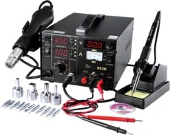 Uten 853D 3in1 Soldeerstation Digitaal Set - 760 Watt - Led Display - Soldeerstation Heteluchtpistool - Mit Verwisselbare Luchtuitlaten 4 Stukken - Soldeerbout Elektrisch - 200-480°c - Voor Smd Componenten