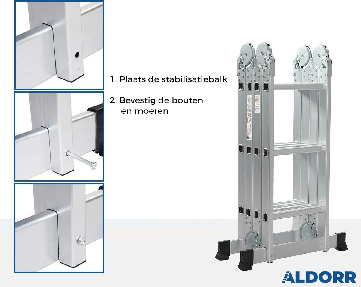 ALDORR Home - Vouwladder Aluminium 4 X 4 Treden Met Platform - 4,60 Meter 10 ALDORR Home - Vouwladder Aluminium 4 X 4 Treden Met Platform - 4,60 Meter - Afbeelding 8