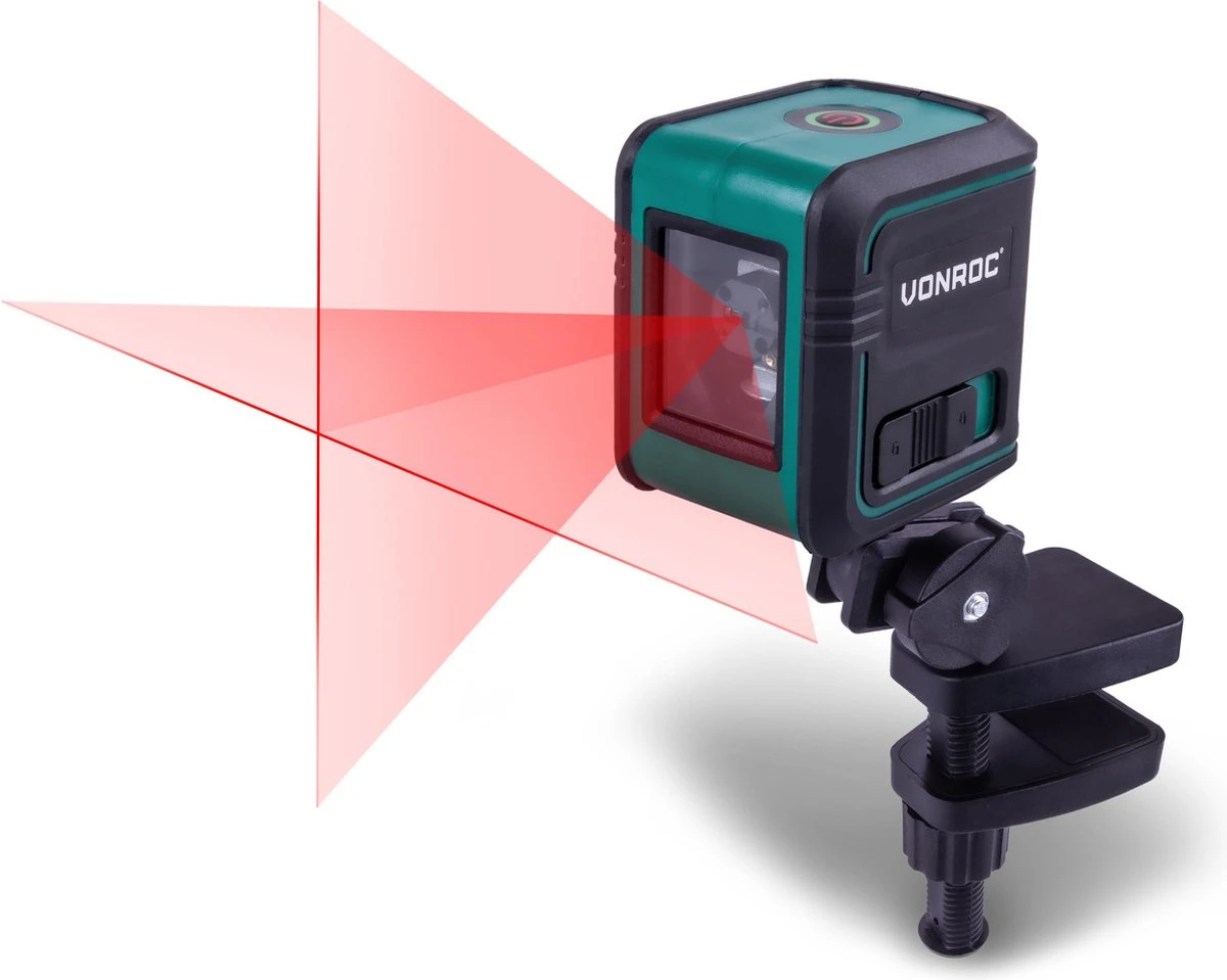 VONROC Kruislijnlaser – Rood – Zelfnivellerend – 10 Meter – Incl. Bevestigingsbeugel, Opbergtas 4 VONROC Kruislijnlaser – Rood – Zelfnivellerend – 10 Meter – Incl. Bevestigingsbeugel, Opbergtas - Afbeelding 2