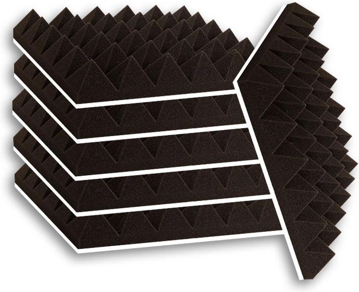 Zelfklevende Geluidsisolatie Pyramide | Akoestische Panelen | Isolatieplaten | Geluidsisolatie | Zelfklevende Wandpanelen | Studioschuim | Geluidsdemper | 30 X 30 X 5 Cm | 0,53m2 | 6 Stuks - Zwart 3 Zelfklevende Geluidsisolatie Pyramide | Akoestische Panelen | Isolatieplaten | Geluidsisolatie | Zelfklevende Wandpanelen | Studioschuim | Geluidsdemper | 30 X 30 X 5 Cm | 0,53m2 | 6 Stuks - Zwart