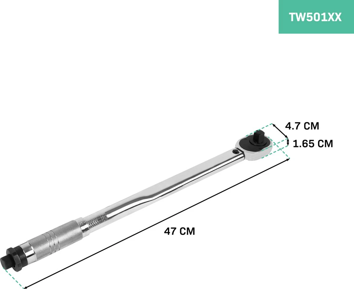 VONROC Momentsleutel ½” – 470mm – 28-210Nm – Incl. 3-delige Doppenset, Verlengstuk En Verloopstuk/adapter 8 VONROC Momentsleutel ½” – 470mm – 28-210Nm – Incl. 3-delige Doppenset, Verlengstuk En Verloopstuk/adapter - Afbeelding 6