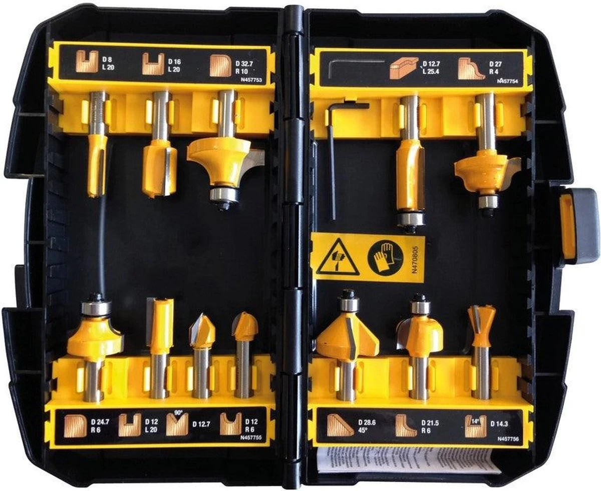 DeWalt DT90016 Frezenset 12-delig - 8mm 4 DeWalt DT90016 Frezenset 12-delig - 8mm - Afbeelding 2
