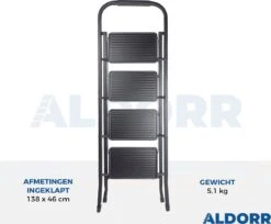 ALDORR Huishoudtrap 4 Treden - Keukentrap Inklapbaar - Zwart - PP-Antislip - Max. Werkhoogte 93cm -Makita Winkel 1200x991 4