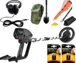 ODISUS Metaal Detector Voor Goud, Munten, Sierraden, ... - Metaaldetector Voor Kinderen & Volwassenen - 20 Cm Detectie Diepte - 78 Tot 103 Cm Lang - Inclusief Koptelefoon & Schep & 2x Batterijen & Pintpointer