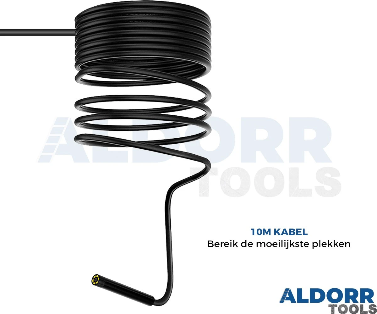 ALDORR Tools - Inspectiecamera 10M - Android/IOS - IP68 Waterdicht - 1080P HD - Endoscoop - Inspecteren Met Telefoon 4 ALDORR Tools - Inspectiecamera 10M - Android/IOS - IP68 Waterdicht - 1080P HD - Endoscoop - Inspecteren Met Telefoon - Afbeelding 2