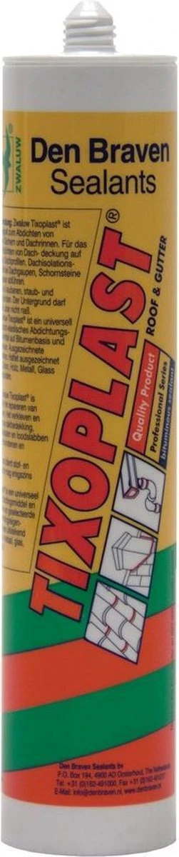 Zwaluw Den Braven 10121601 Tixoplast Dakkit - Zwart - 310ml 4 Zwaluw Den Braven 10121601 Tixoplast Dakkit - Zwart - 310ml - Afbeelding 2