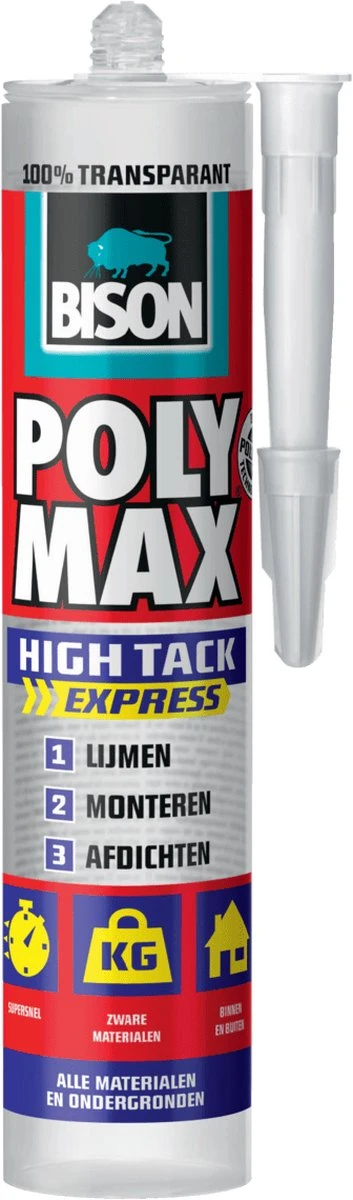 Bison PolyMax High Tack Express 300 Gram - Transparant 3 Bison PolyMax High Tack Express 300 Gram - Transparant