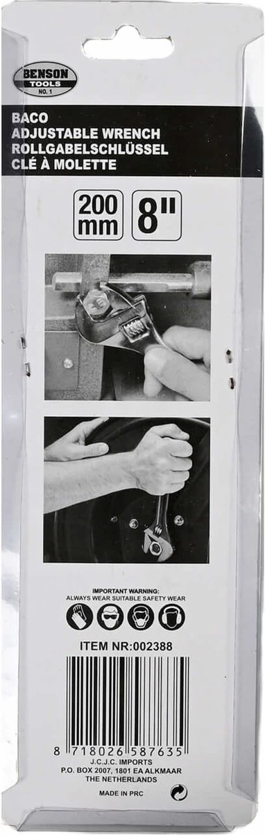 Benson Baco Verstelbare Moersleutel 8" - 20 Cm 10 Benson Baco Verstelbare Moersleutel 8" - 20 Cm - Afbeelding 8