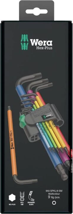 Wera 05073593001 950 SPKL/9 SM N SB 9 Delige Hex-plus Multicolour Inbussleutel - 1.5-10mm -Makita Winkel 412x1200
