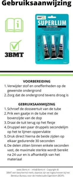 3BMT - 3 Tubes Secondelijm – Extra Sterke Rubberlijm, Metaal-, Glaslijm, Kunststof-, Houtlijm – Superlijm 3x3 Gram -Makita Winkel 496x1200 4