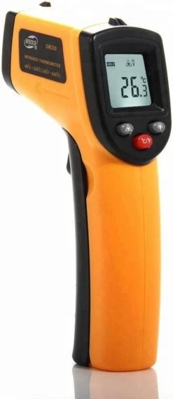 Merkloos Commerciële Infrarood Warmtemeter - Draadloze Temperatuurmeter, -50 Tot 380 Graden Celsius - Inclusief Batterijen - Pyrometer - Met Laser - Leidingen Meter - Meten Van Oppervlak - Draadloos