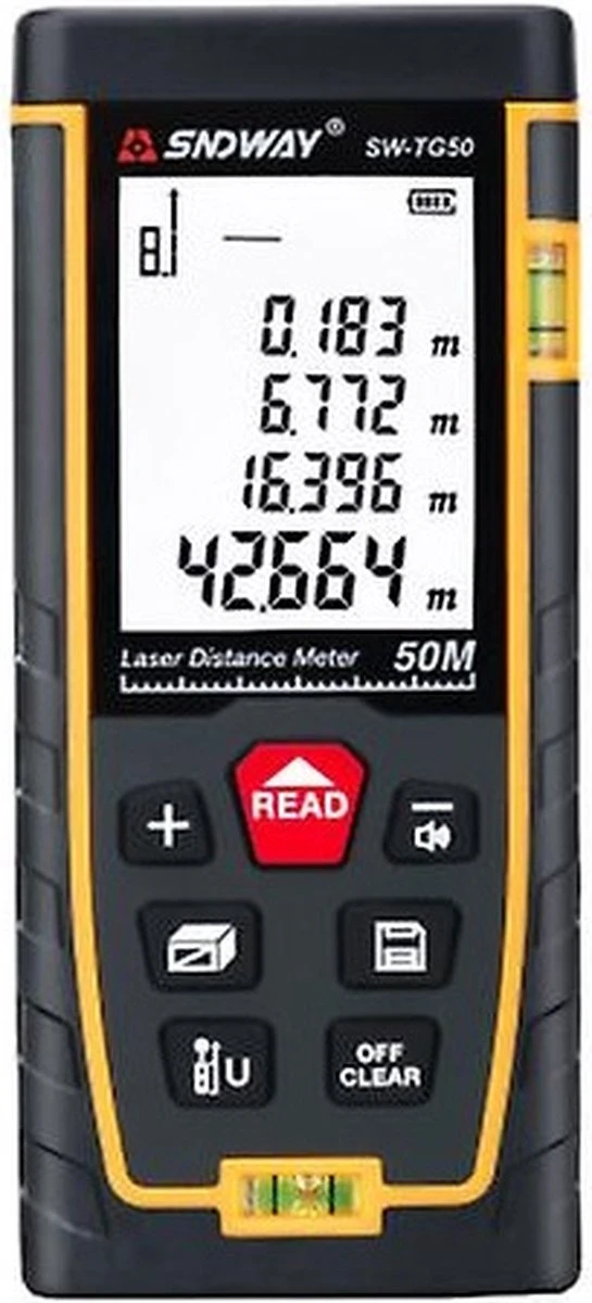 Sndway Professionele Laser Afstandsmeter - 50 Meter Bereik - Incl. Batterijen 3 Sndway Professionele Laser Afstandsmeter - 50 Meter Bereik - Incl. Batterijen