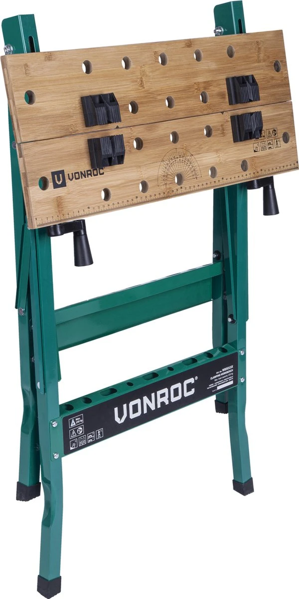 VONROC Werkbank – Voorzien Van Bamboe Werkblad – Opvouwbaar & Belastbaar Tot 150kg 4 VONROC Werkbank – Voorzien Van Bamboe Werkblad – Opvouwbaar & Belastbaar Tot 150kg - Afbeelding 2