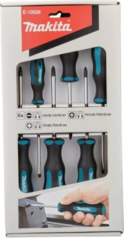 Makita E-10528 Schroevendraaierset 6-delig SL4 / SL5,5 / PH1 / PH2 / PZ1 / PZ2 -Makita Winkel 628x1200 1