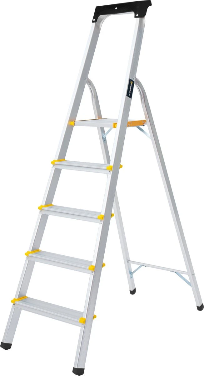 Panthera Huishoudtrap - Keukentrap 5 Treden - Aluminium - Max Werkhoogte: 2.96 Meter - Voor Particulier En Professioneel Gebruik 12 Panthera Huishoudtrap - Keukentrap 5 Treden - Aluminium - Max Werkhoogte: 2.96 Meter - Voor Particulier En Professioneel Gebruik - Afbeelding 10