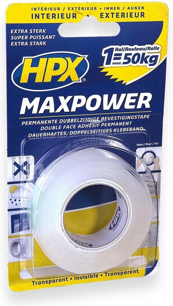 HPX Max Power Transparent Bevestigingstape - 19mm X 2m 8 HPX Max Power Transparent Bevestigingstape - 19mm X 2m - Afbeelding 6