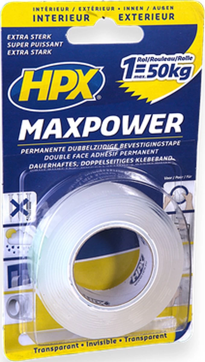 HPX Max Power Transparent Bevestigingstape - 19mm X 2m 13 HPX Max Power Transparent Bevestigingstape - 19mm X 2m - Afbeelding 11