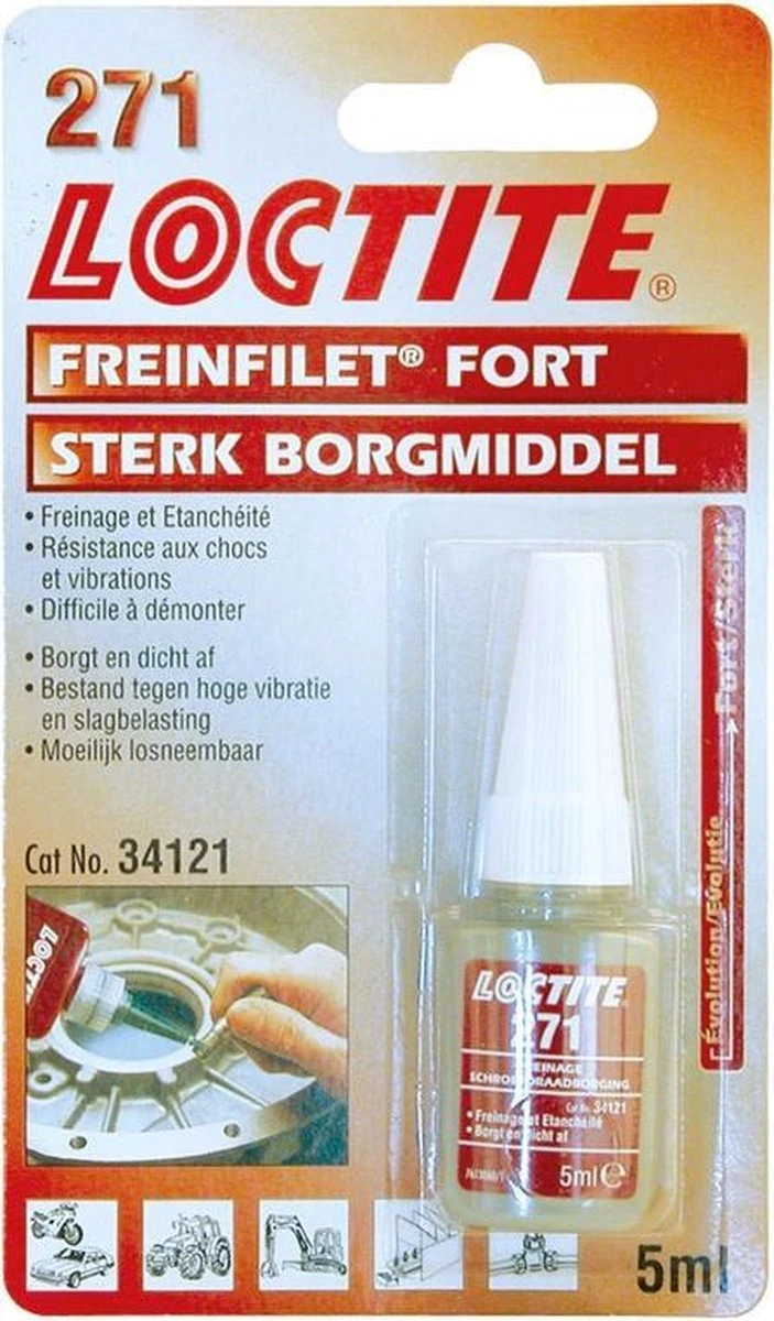 LOCTITE 271 Schroefdraadborgmiddel Rood 5ml - Hoge Sterkte 5 LOCTITE 271 Schroefdraadborgmiddel Rood 5ml - Hoge Sterkte - Afbeelding 3