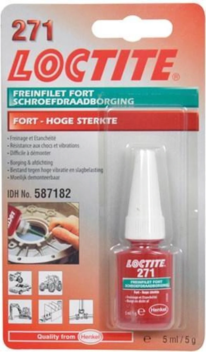 LOCTITE 271 Schroefdraadborgmiddel Rood 5ml - Hoge Sterkte 7 LOCTITE 271 Schroefdraadborgmiddel Rood 5ml - Hoge Sterkte - Afbeelding 5