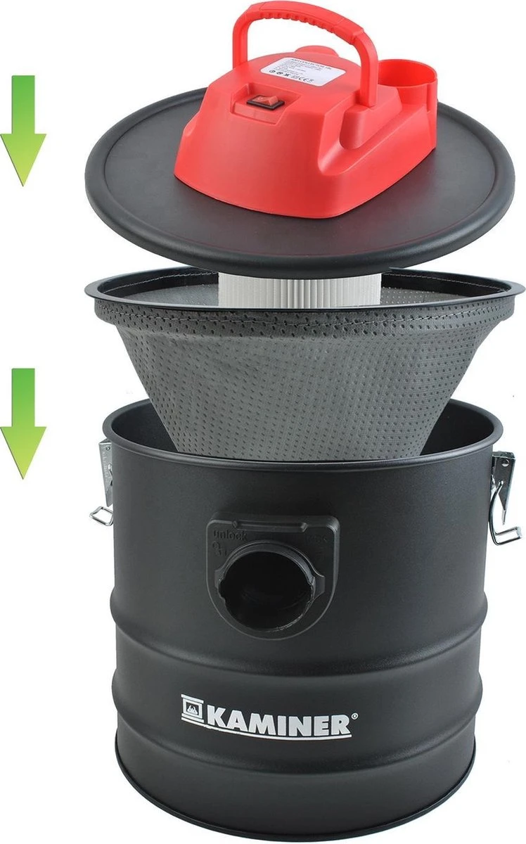KAMINER - Heavy Duty Aszuiger - Kachel/BBQ Stofzuiger - Openhaard As Zuiger - Dubbel HEPA Filter - 1200W 6 KAMINER - Heavy Duty Aszuiger - Kachel/BBQ Stofzuiger - Openhaard As Zuiger - Dubbel HEPA Filter - 1200W - Afbeelding 4