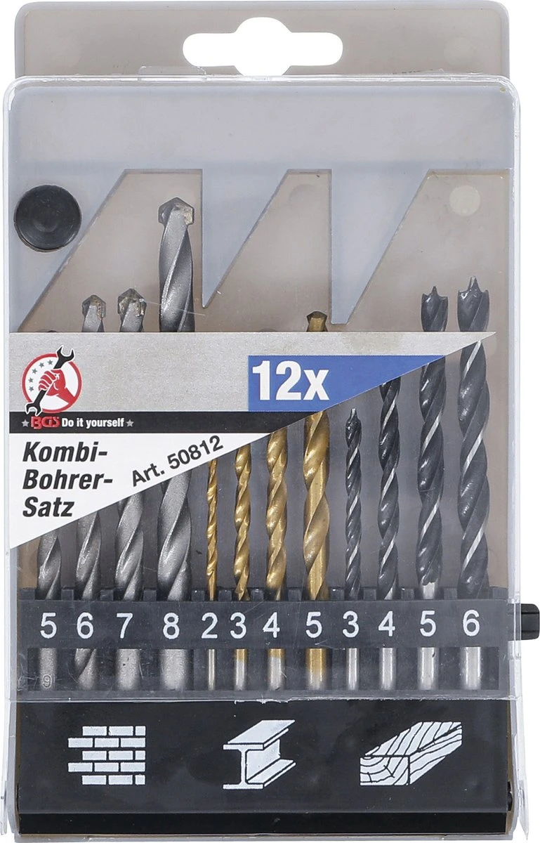 Boren Set - Houtboren - Steenboren - Metaalboren Set HSS Titanium - 2mm - 8mm - BGS50812 3 Boren Set - Houtboren - Steenboren - Metaalboren Set HSS Titanium - 2mm - 8mm - BGS50812