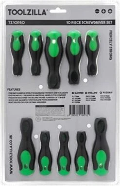 TOOLZILLA 10-delige Magnetische Schroevendraaierset Voor Alle Toepassingen - 3 Verschillende Modellen Voor Doe-het-zelvers, Met Platte Punt En Kruispunt Van Hoogwaardig Chroom-vanadium. -Makita Winkel 778x1200 1