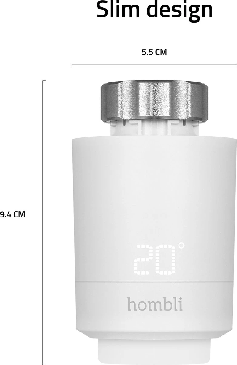 Hombli Smart Radiator Thermostat Expansion Pack (2+1) – Slimme Radiatorknop – Thermostaatkraan – Bluetooth – Bediening Via App - Open Raam Detectie – Verbruiksoverzicht – Spraakbesturing Met Google, Alexa En Siri 9 Hombli Smart Radiator Thermostat Expansion Pack (2+1) – Slimme Radiatorknop – Thermostaatkraan – Bluetooth – Bediening Via App - Open Raam Detectie – Verbruiksoverzicht – Spraakbesturing Met Google, Alexa En Siri - Afbeelding 7