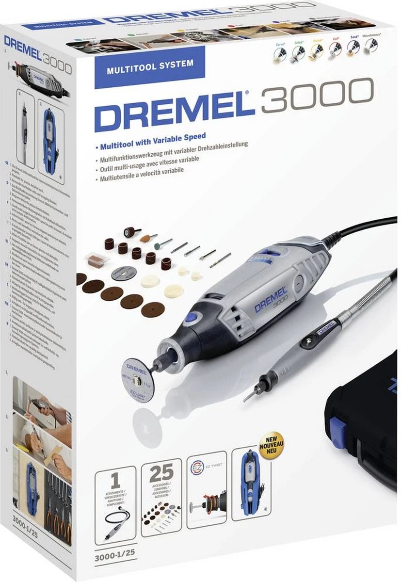 Dremel 3000 Multitool - Roterend - 130 Watt - Met 25 Accessoires En Koffer 9 Dremel 3000 Multitool - Roterend - 130 Watt - Met 25 Accessoires En Koffer - Afbeelding 7
