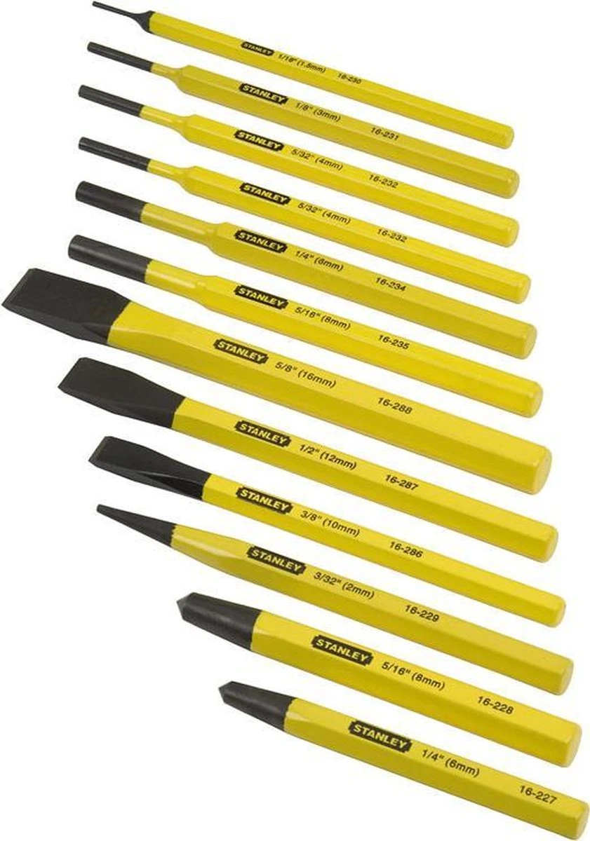 STANLEY Koudbeitel / Drevel Set 12-delig 3 STANLEY Koudbeitel / Drevel Set 12-delig