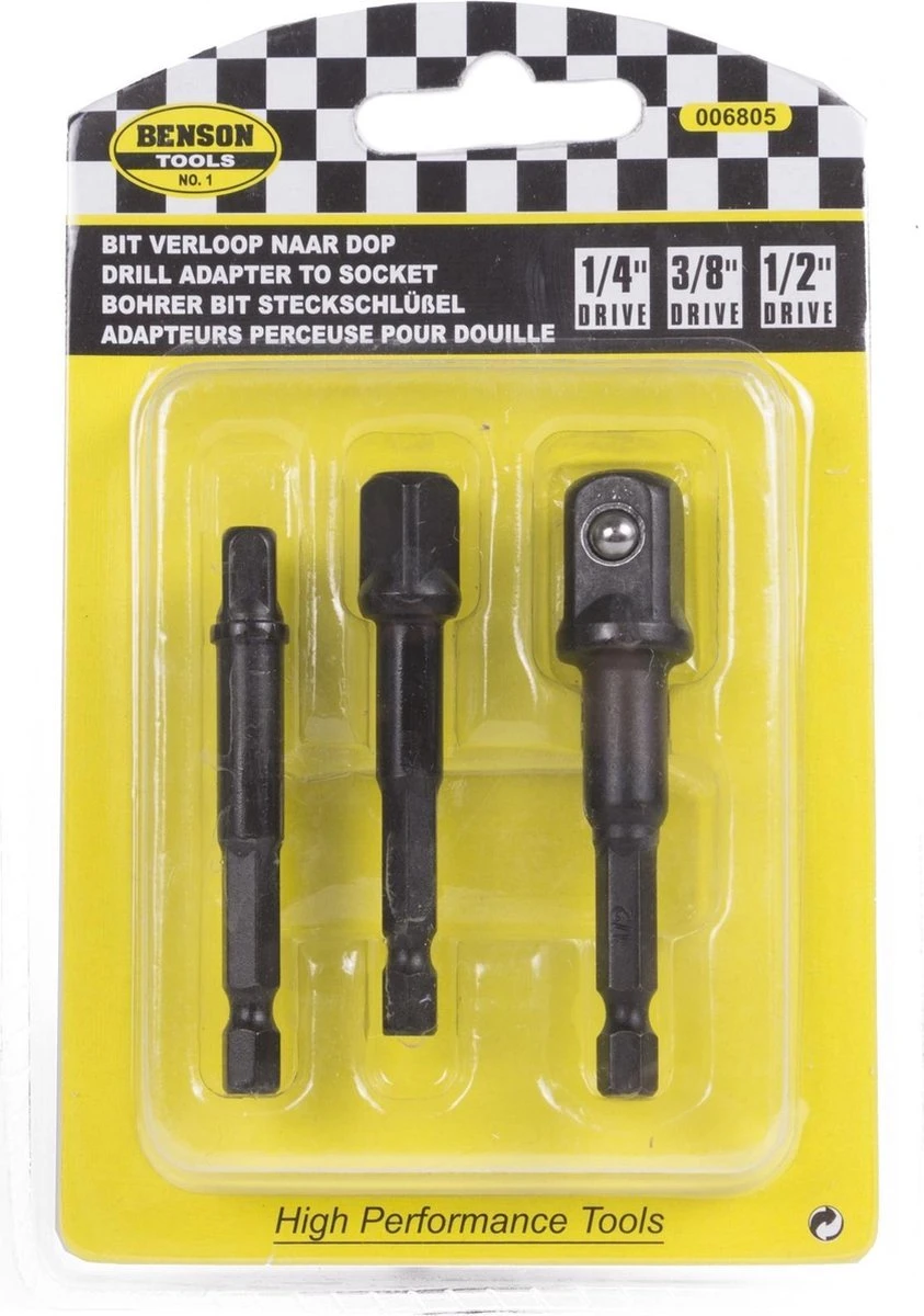 Benson Boormachine Verloop Naar Dop 1/4" - 3/8" - 1/2" 6 Benson Boormachine Verloop Naar Dop 1/4" - 3/8" - 1/2" - Afbeelding 4