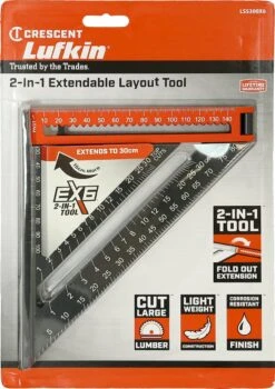 Lufkin LSS300X6EU 2-in-1 Uitklapbare Aluminium Winkelhaak Blokhaak, Uitklapbaar Tot 30cm - Zwaaihaak - Schrijfhaak - Speed Square -Makita Winkel 846x1200 3