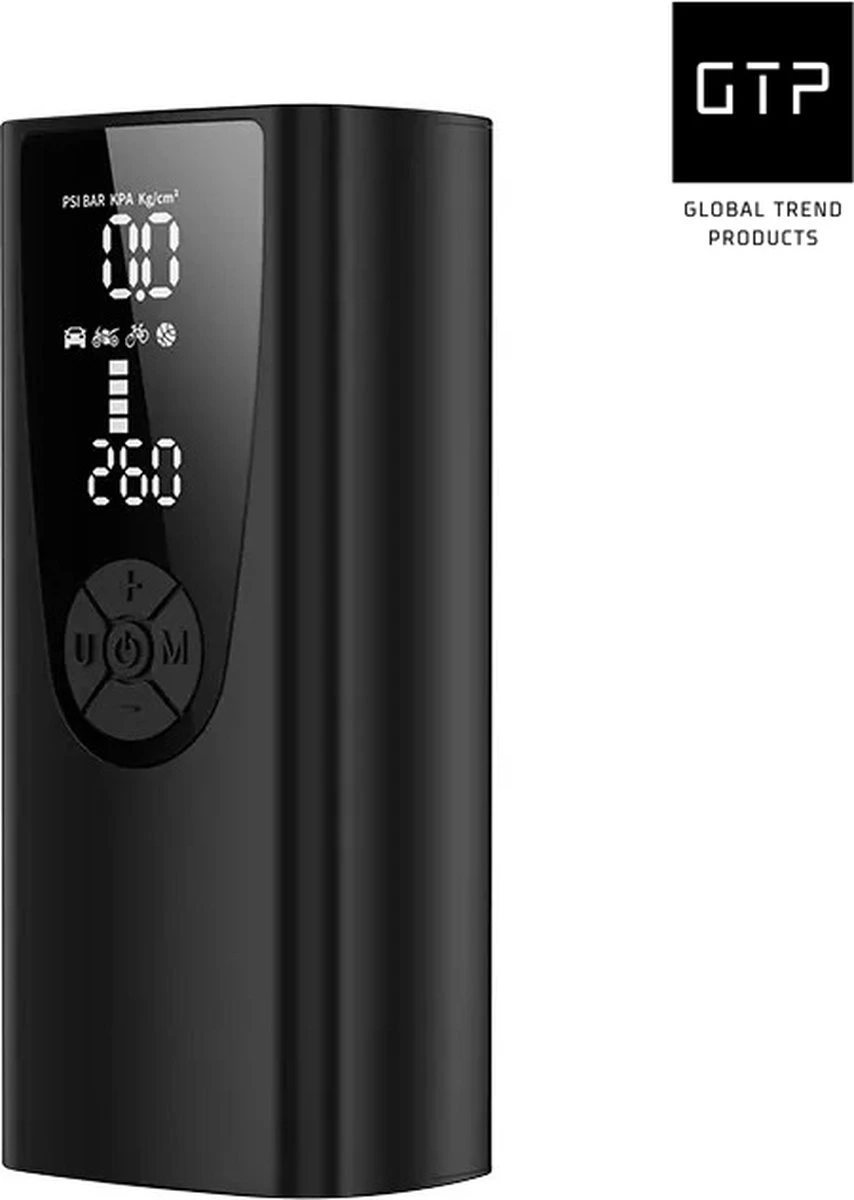 GTP Draagbare Luchtcompressor - Elektrische Bandenpomp - Luchtcompressor Oplaadbaar - Fiets Motor Auto En Ballen - Powerbank - Zaklamp 4 GTP Draagbare Luchtcompressor - Elektrische Bandenpomp - Luchtcompressor Oplaadbaar - Fiets Motor Auto En Ballen - Powerbank - Zaklamp - Afbeelding 2