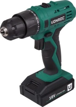 VONROC Accuboormachine – 16V – 1.5Ah – Incl. Accu, Sneloplader, 2 Schroefbits & Opbergtas