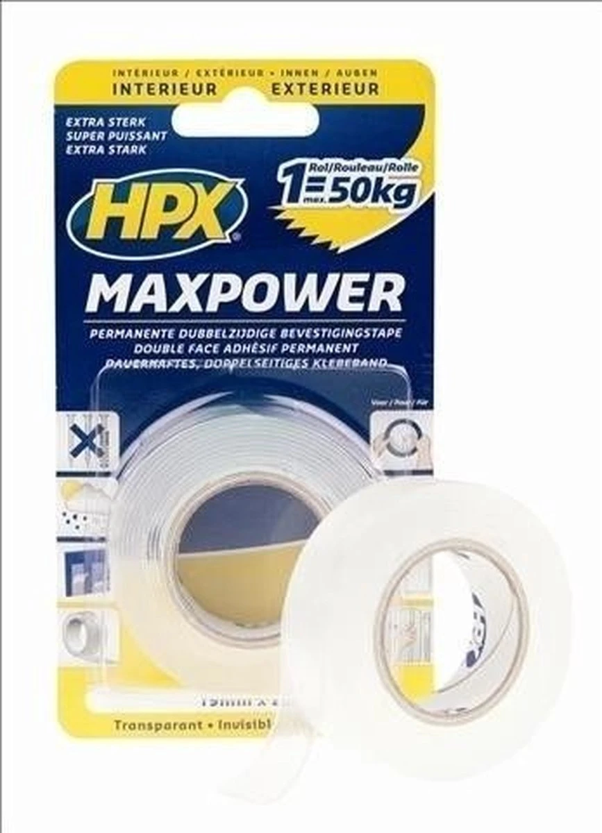 HPX Max Power Transparent Bevestigingstape - 19mm X 2m 12 HPX Max Power Transparent Bevestigingstape - 19mm X 2m - Afbeelding 10