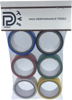 PD® - Isolatietape / PVC Tape - 18mm X 3m - 6 Stuks - Zwart / Groen / Blauw / Wit / Rood / Geel - Rubber Tape - Isolatieband -Makita Winkel 872x1200 6