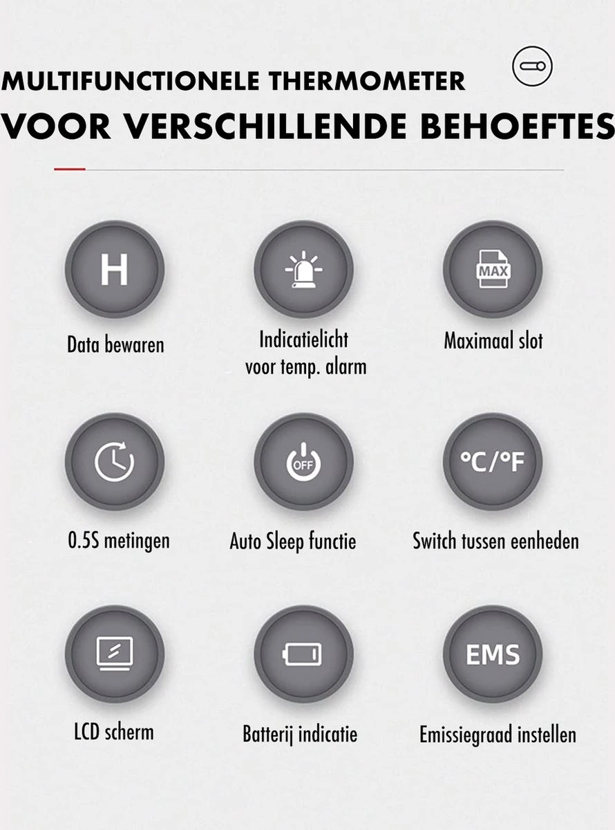 DynaBright Digitale Infrarood Thermometer - Bereik -50 T/m +400 °C - Incl. Batterijen - IR Thermometer - Warmtemeter 6 DynaBright Digitale Infrarood Thermometer - Bereik -50 T/m +400 °C - Incl. Batterijen - IR Thermometer - Warmtemeter - Afbeelding 4